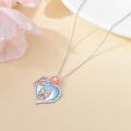 wholesale 925 Sterling Silver Rose Gold Plated Heart-Shaped Mother Daughter Love Pendant Necklaces-0-3