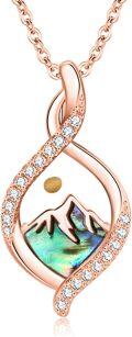 wholesale 925 Sterling Silver Abalone Shell and Crystal Mountain Pendant Necklace for Women-0-0