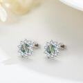 wholesale 925 Sterling Silver Green Quartz Flower Stud Earrings with Cubic Zirconia and Celtic Knot Design - Hypoallergenic Jewelry for Women-0-1
