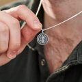 wholesale 925 Sterling Silver Saint Christopher & St Benedict Medal Pendant with 24 Chain Gift Set-0-3