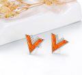 wholesale Sterling Silver Opal V Shape Stud Earrings for Women Minimalist-0-13