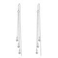 wholesale 925 Sterling Silver Threader Earrings with Tiny Cube Dangles and Chain Charms for Women-0-0