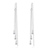 wholesale 925 Sterling Silver Threader Earrings with Tiny Cube Dangles and Chain Charms for Women-Tiny Cube
