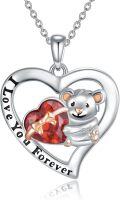 wholesale 925 Sterling Silver Teddy Bear Heart Pendant Necklace for Women-0-0