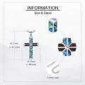 wholesale 925 Sterling Silver Cross Pendant With Blue And Brown Inlay-0-4