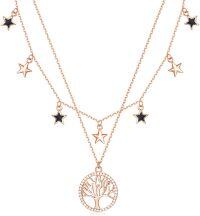 wholesale Sterling Silver Tree of Life Necklace Double Layered Chain Adjustable 18+2 Gift for Women Mother s Day Birthday-Rose Gold Plated