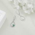 wholesale 925 Sterling Silver Clover Leaf Green Crystal Teardrop Dangle Leverback Earrings for Women-0-3