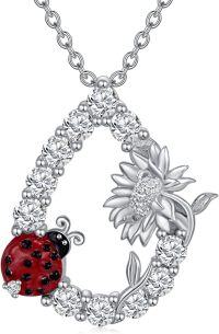 wholesale  Sterling Silver Birthstone Flamingo Ladybug Pendant Necklace for Women -Sterling Silver