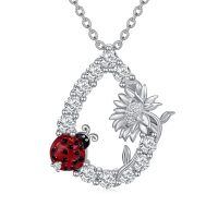 wholesale 925 Sterling Silver Pink Crystal Flamingo Pendant Necklace-Sterling Silver