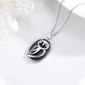 wholesale 925 Sterling Silver Black Enamel Owl Pendant Necklace with Cubic Zirconia Eyes and Chain for Women Girls  45cm Length-0-1