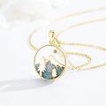 wholesale Gold 925 Sterling Silver Mountain Turquoise Stone Pendant Necklace Christian Faith Jewelry for Women-0-2