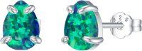 wholesale 925 Sterling Silver Red Fire Opal 925 Pear Shape Stud Earrings for Women-Blue Green