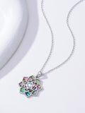 wholesale 925 Sterling Silver & Natural Moonstone Abalone Shell Flower Pendant Necklace for Women - Christmas Gift Ideas-0-2