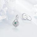 wholesale 925 Sterling Silver Emerald & Cubic Zirconia Four-Leaf Clover Drop Earrings for Women Irish Lucky Charm s-0-3