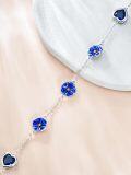 wholesale 925 Sterling Silver Blue Flower Stone Adjustable Bracelet Gift for Women and Girls-0-3
