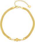 wholesale 18K Gold Mesh Link Heart Charm Anklet for Women-0-0