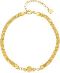 wholesale 18K Gold Mesh Link Heart Charm Anklet for Women-Mesh Link Bracelets