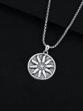 TOUPOP 925 Sterling Silver Sun Pendant Necklace For Men Women-0-3