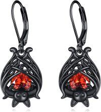 wholesale 925 Sterling Silver Black Bat & Spider Stud Earrings for Women - Gothic Halloween-Goth Bat