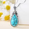 wholesale Sterling Silver Turquoise Vintage Native Western Birth Flower Pendant Necklace for Women-0-20