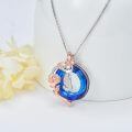 TOUPOP Sterling Silver Blue Crystal Rose Butterfly J Initial Necklace-0-5