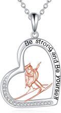 wholesale 925 Sterling Silver Ski Necklace for Women - Inspirational Be Strong Be Yourself Pendant - Ideal Gift for Ski Lovers - Valentine's Day, Christmas, Mother's Day-0-0