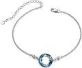 wholesale 925 Sterling Silver Blue Crystal Circle Chain Bracelet for Women s-0-0