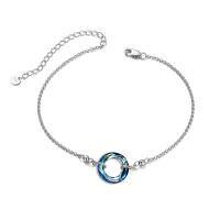 wholesale 925 Sterling Silver Infinity Circle Bracelet Wholesale With Rainbow Charm-Blue