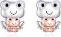 wholesale 925 Sterling Silver Rose Gold Plated Frog & Highland Cow Stud Earrings - Adorable Animal  for Her-0-0