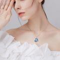wholesale 925 Sterling Silver I Love You Mom Heart Pendant Necklace Blue Crystal Rose Gold-0-1