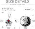 wholesale 925 Sterling Silver Red Crystal Spider Web Drop Dangle Lever Back Earrings-0-3
