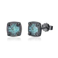 wholesale 925 Sterling Silver Turquoise Stone Stud Earrings for Women and Men-F - Turquoise (8 MM)