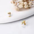 wholesale 14K Gold Pearl Owl Stud Earrings - Animal for Her-0-4
