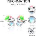 wholesale 925 Sterling Silver Moonstone Frog Stud Earrings for Women - Hypoallergenic -0-5