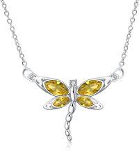 wholesale 925 Sterling Silver Crystal Dragonfly Necklace Birthstone Jewelry Gift-11 November Birthstone
