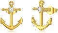 wholesale 14K Gold Anchor Stud Earrings with Cubic Zirconia for Women Gift Set-0-0