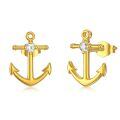 wholesale 14K Gold Anchor Stud Earrings with Cubic Zirconia for Women Gift Set-0-0