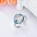 wholesale Tree Of Life Open Ring 925 Sterling Silver With Blue Circle Crystal Initial W Adjustable Ring Birthday Jewelry For Women -0-3