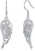 wholesale 925 Sterling Silver Angel Wing Drop Earrings with CZ Stones - Elegant s for Her-0-0