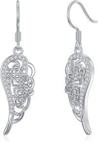 wholesale 925 Sterling Silver Angel Wing Drop Earrings with CZ Stones - Elegant s for Her-Wings