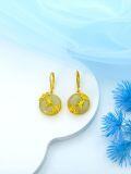wholesale 14K Gold Plated Sterling Silver Round Natural Jade Earrings for Women-0-9