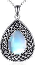 wholesale 925 Sterling Silver Celtic Knot Teardrop Moonstone & Lapis Lazuli Pendant Necklace-0-0