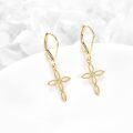 wholesale 14K Gold Yellow Gold Cross Hummingbird Lotus Sunflower Dangle Earrings-0-4