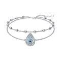 wholesale 925 Sterling Silver Evil Eye Teardrop Pendant Bracelet With Beaded Chain-0-0