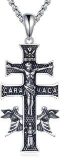 wholesale 925 Sterling Silver Angel Caravaca Cross Pendant Necklace for Women Men Religious s 47cm Chain Length-0-0