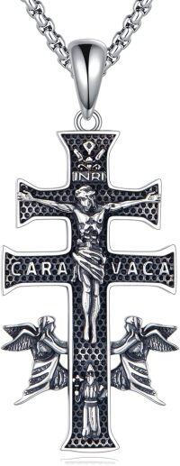 wholesale 925 Sterling Silver Angel Caravaca Cross Pendant Necklace for Women Men Religious s 47cm Chain Length-A-Caravaca Cross Necklace