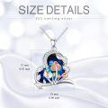 wholesale 925 Sterling Silver Mushroom Blue Crystal Pendant Necklace-0-4