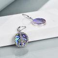 wholesale 925 Sterling Silver Abalone Shell Round Peace Sign Drop Earrings-0-4