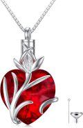 wholesale TOUPOP Heart Cremation Jewelry For Ashes Sterling Silver Birth Flower Urn Necklace With Crystal W/funnel Filler Memorial Keepsake Jewelry For Women Girls -0-0