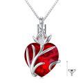 TOUPOP Sterling Silver Crystal Heart Cremation Urn Necklace With Filler-0-0